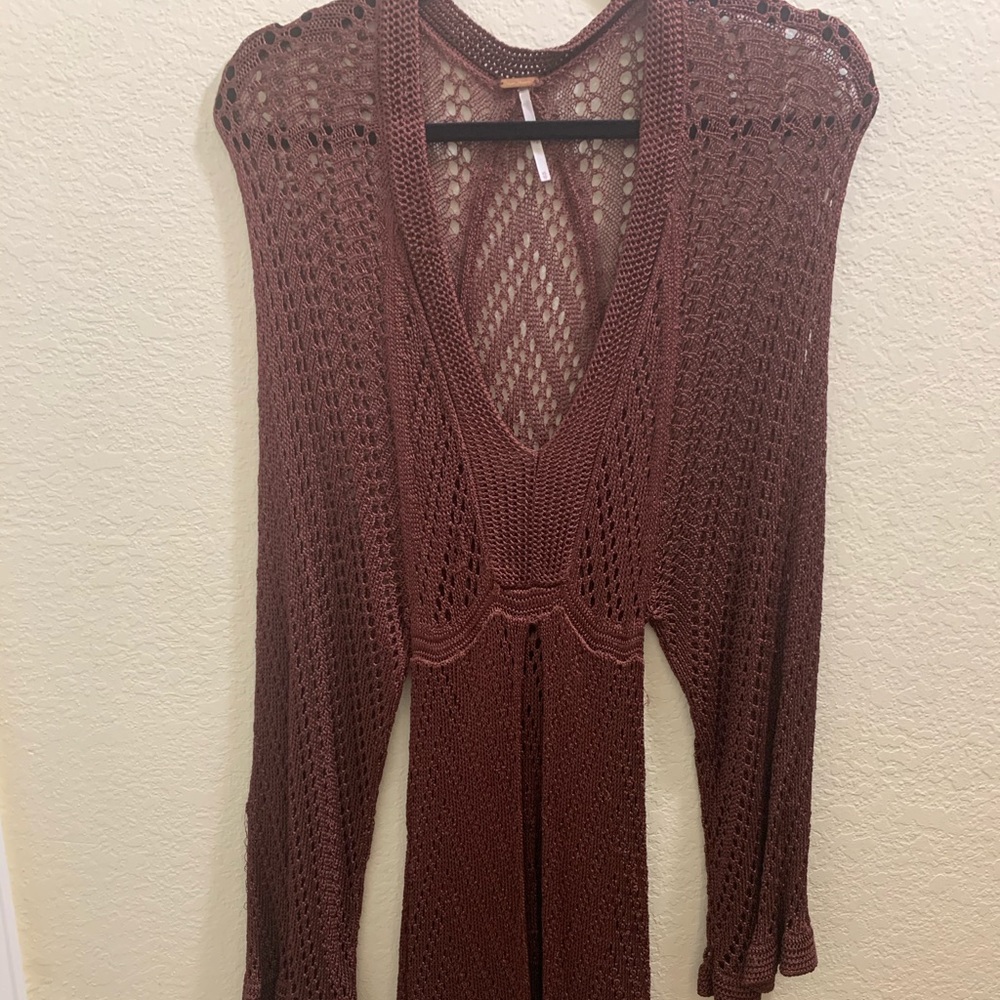 Free people knitted burgundy dress